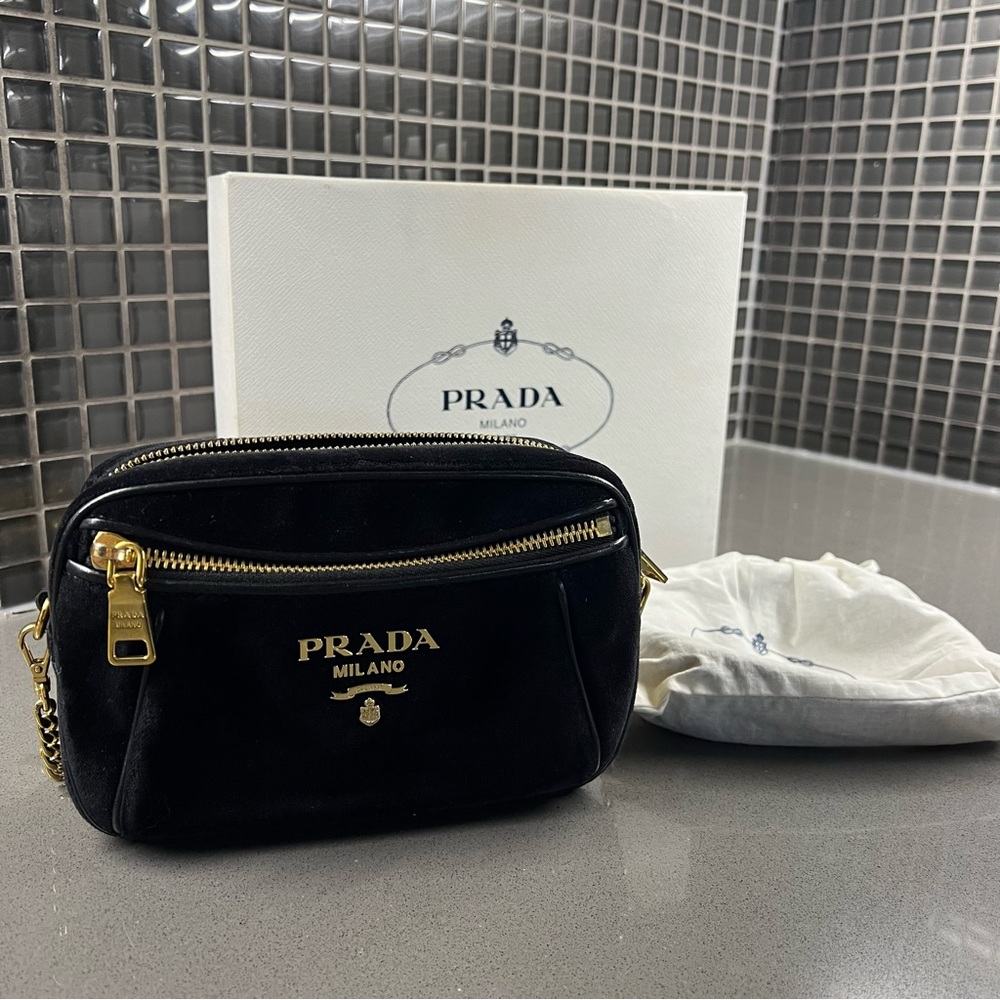 Prada Black Velvet Crossbody Bag